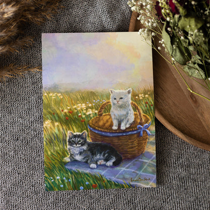 A5, A4 // "Kitten & Picnic" painting - illustration, drawing, art print, poster