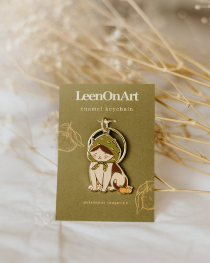 keychain // "tangerine cat" moody kitten - hard enamel, metal dangler