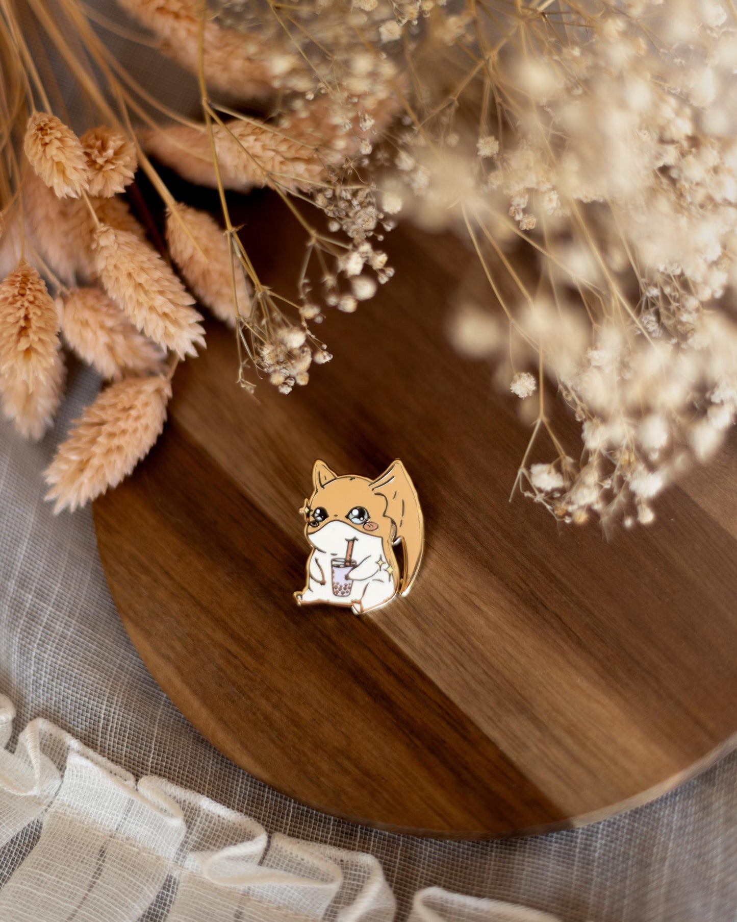 pin // Digi monster, Patamon drinks Taro Bubble Tea - hard enamel pin