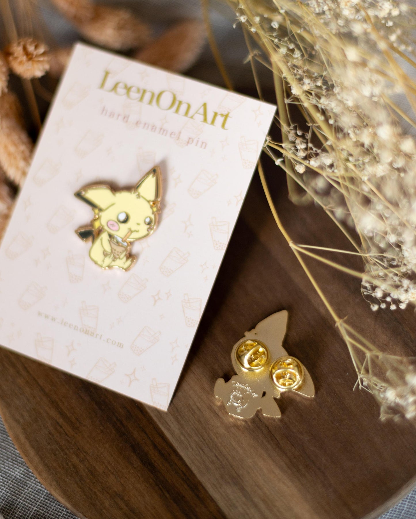 pin // Pocket monster "Pichu drinking bubble tea" - hard enamel pin