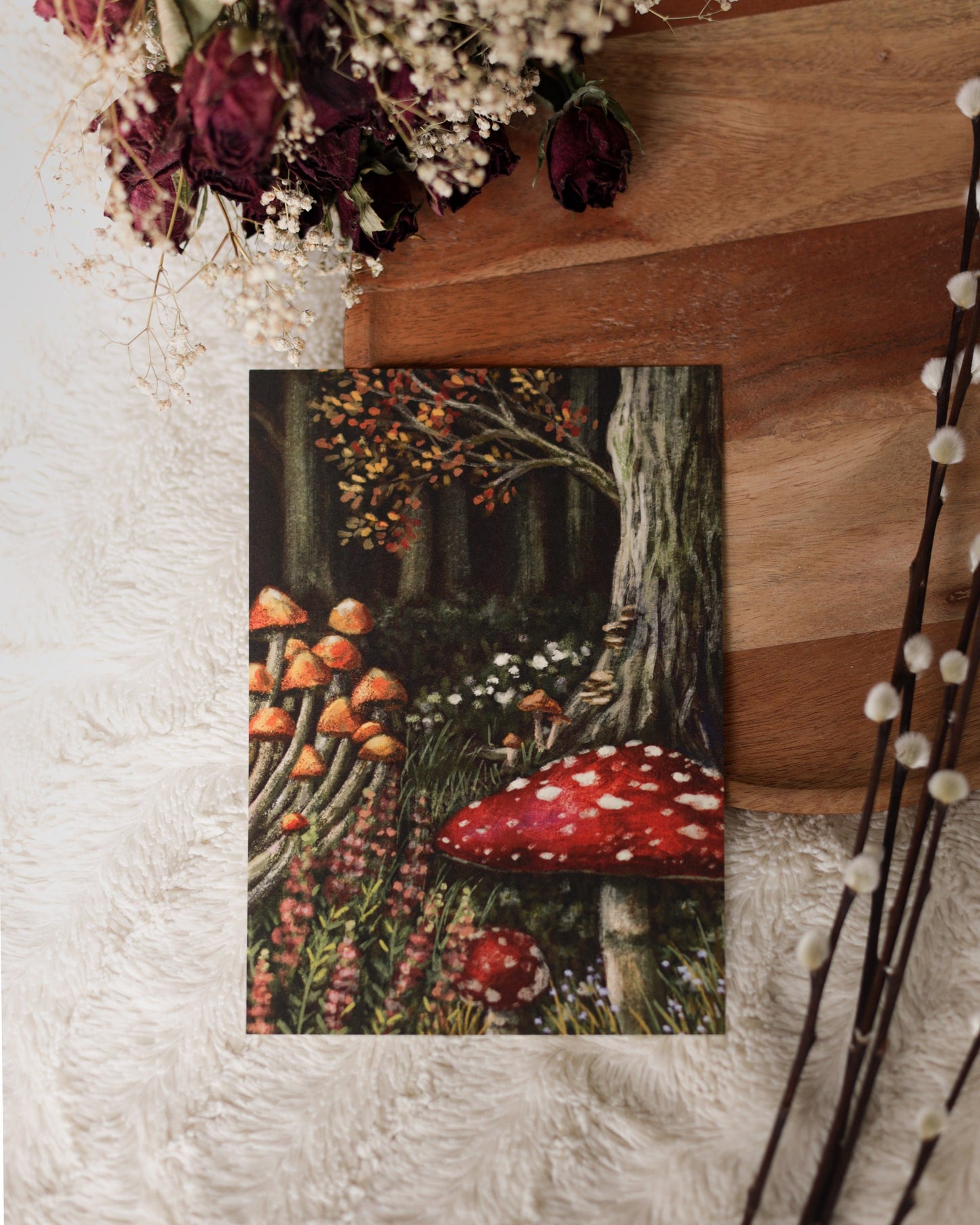 A5 // "mushrooms in autumnal forest" - illustration | vintage style painting, art print, poster