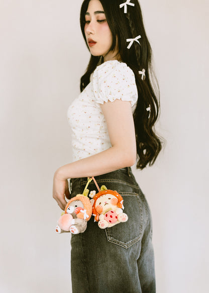 plush charm// peach cat - "moody mao"