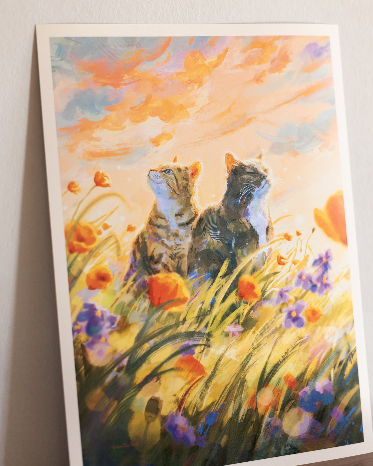 A4 // cats between wildflowers | illustration, painting, art print, poster