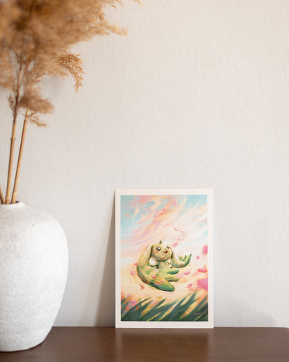A5 // Digi monster "Terriermon sakura tornado" | illustration, art print