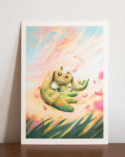 A5 // Digi monster "Terriermon sakura tornado" | illustration, art print