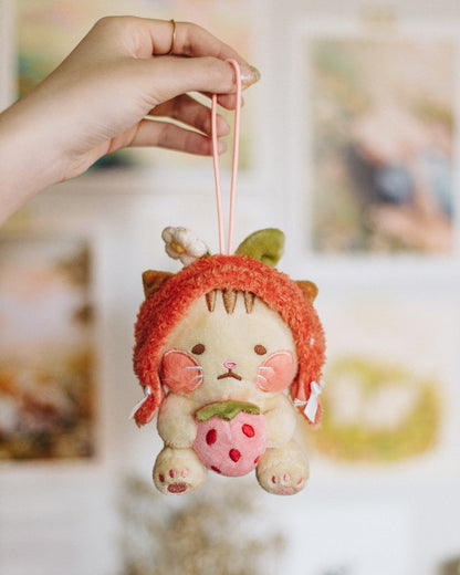 plush charm// strawberry cat - "moody mao"
