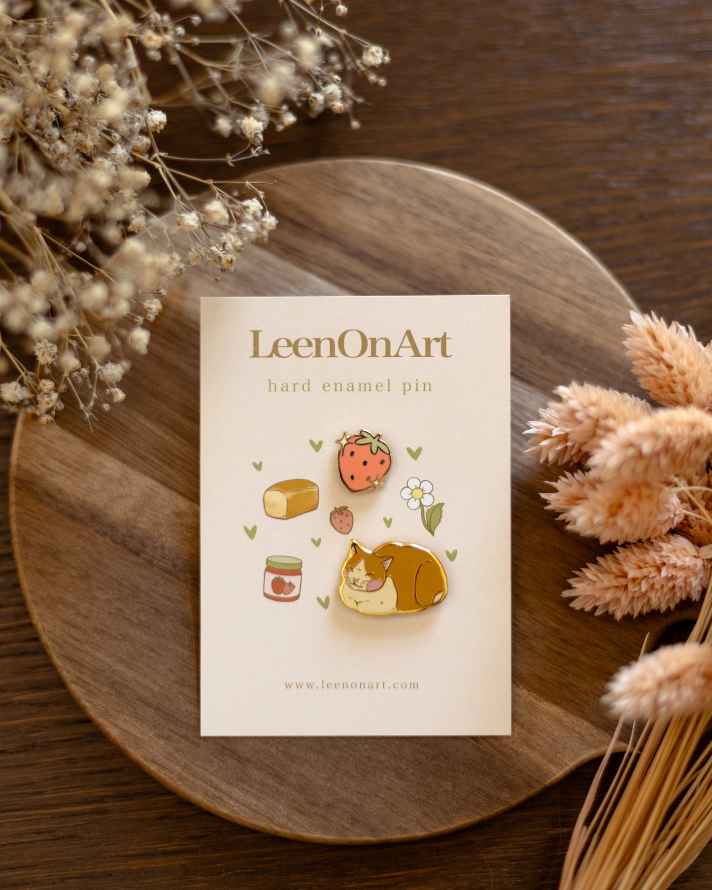 pin set of 2 // cat loaf & strawberry - hard enamel pins