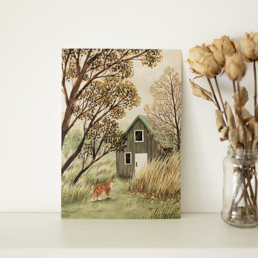 A4 // cottage & cat | illustration, art print, wall decor, poster