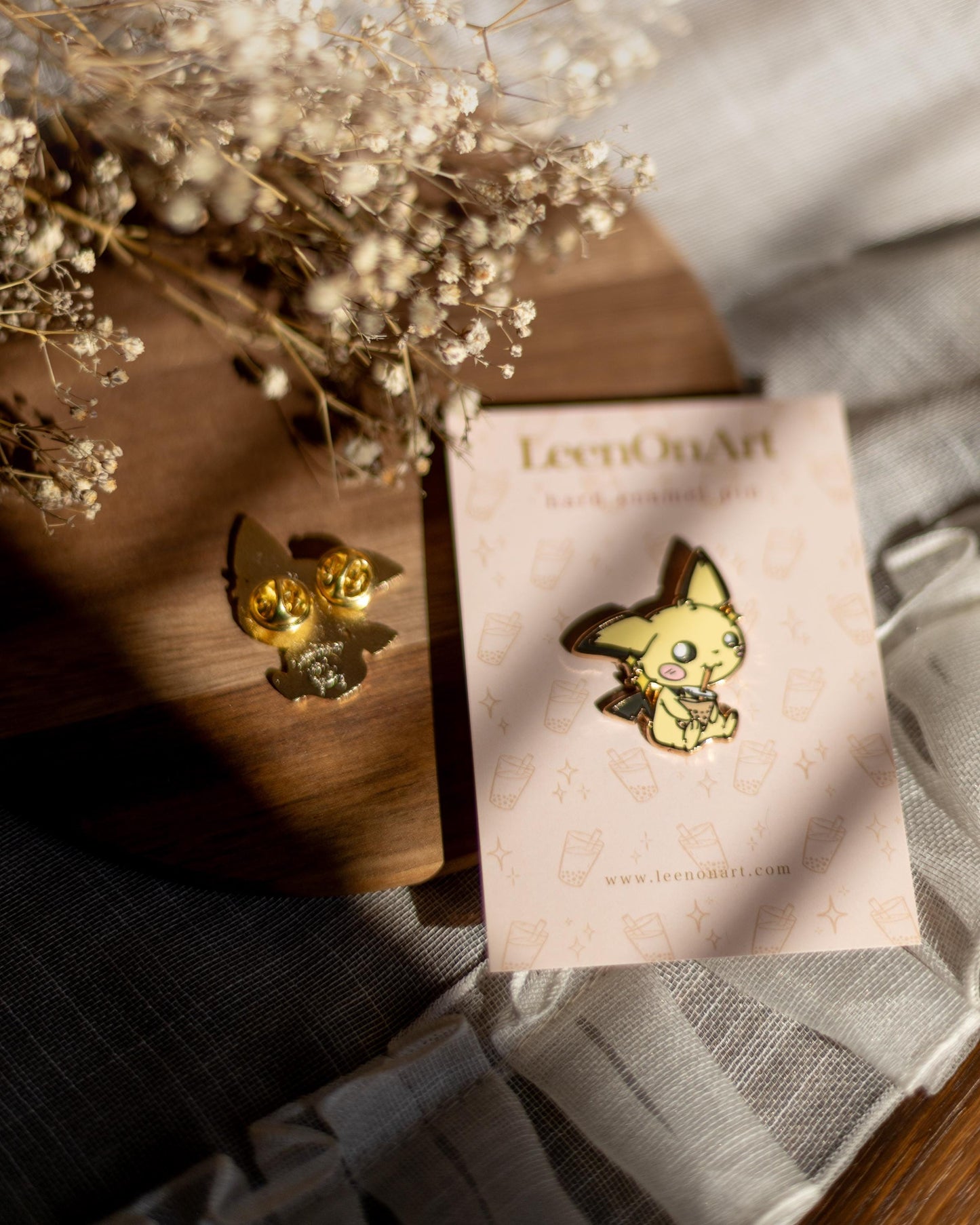 pin // Pocket monster "Pichu drinking bubble tea" - hard enamel pin