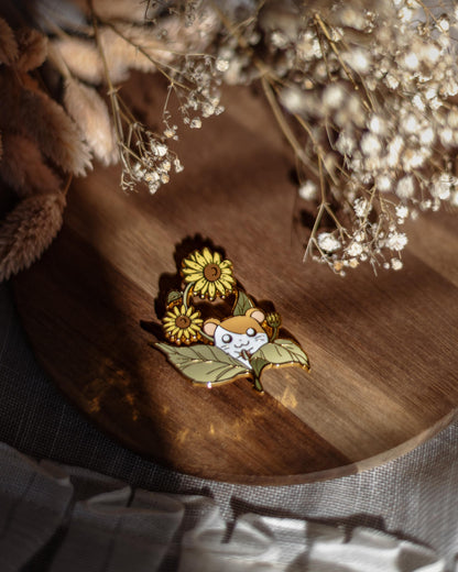 pin // hamster with sunflower - hard enamel pin