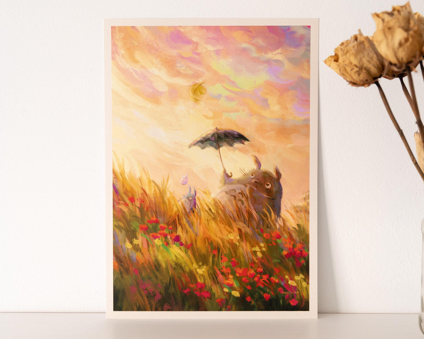 A4 // Howl & Sophie - sunset scenery | illustration, painting, drawing, art print, movie poster