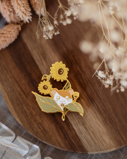 pin // hamster with sunflower - hard enamel pin