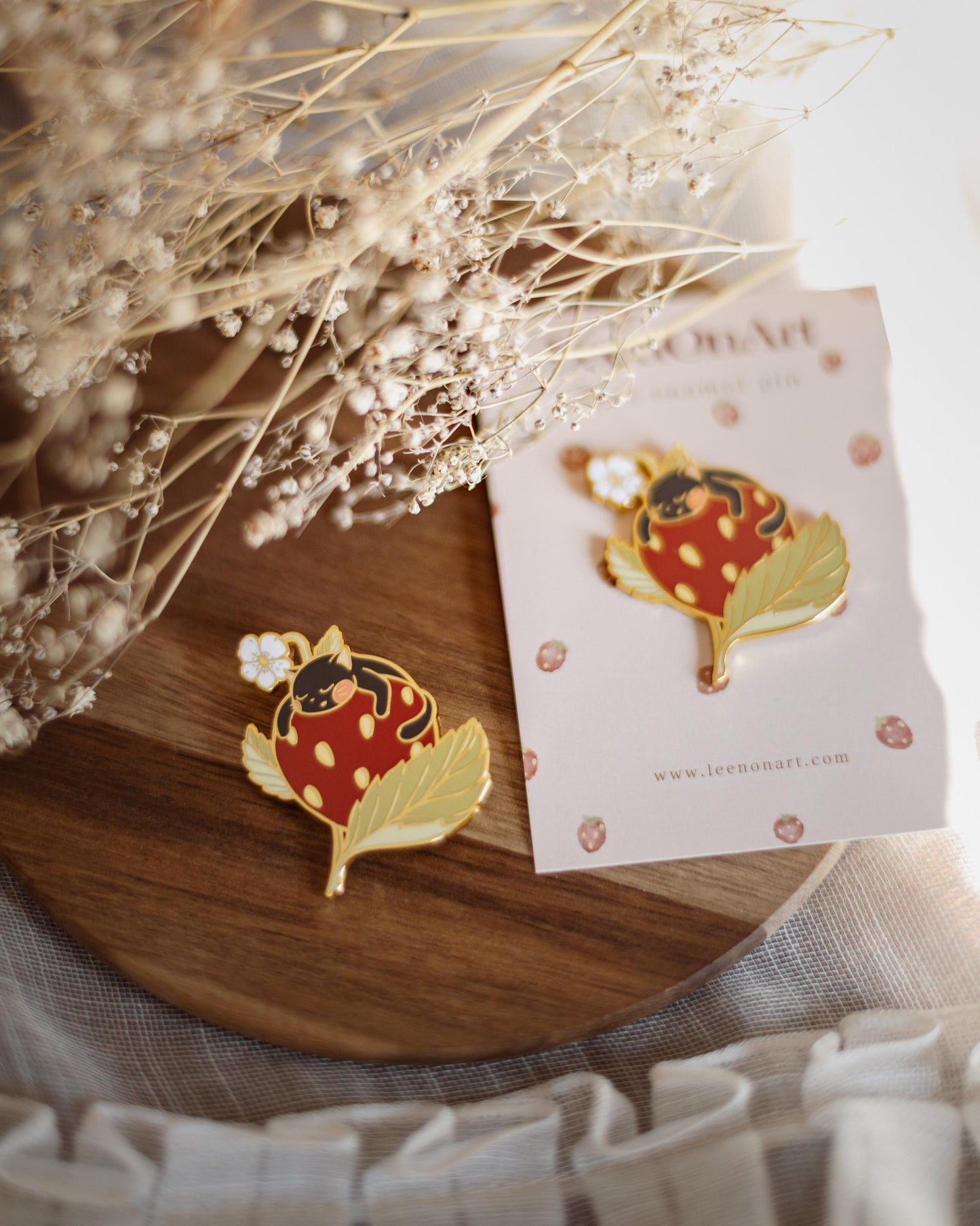 pin // "Catberry" black strawberry cat - hard enamel pin