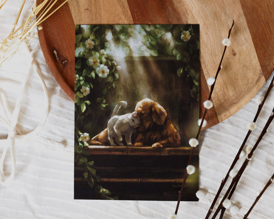 A5 // "cat and dog" illustration | painting, art print