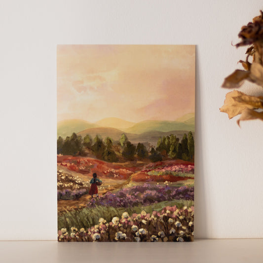 A5 // "romantic cotton field" - cottagecore illustration, vintage style painting // art print, poster