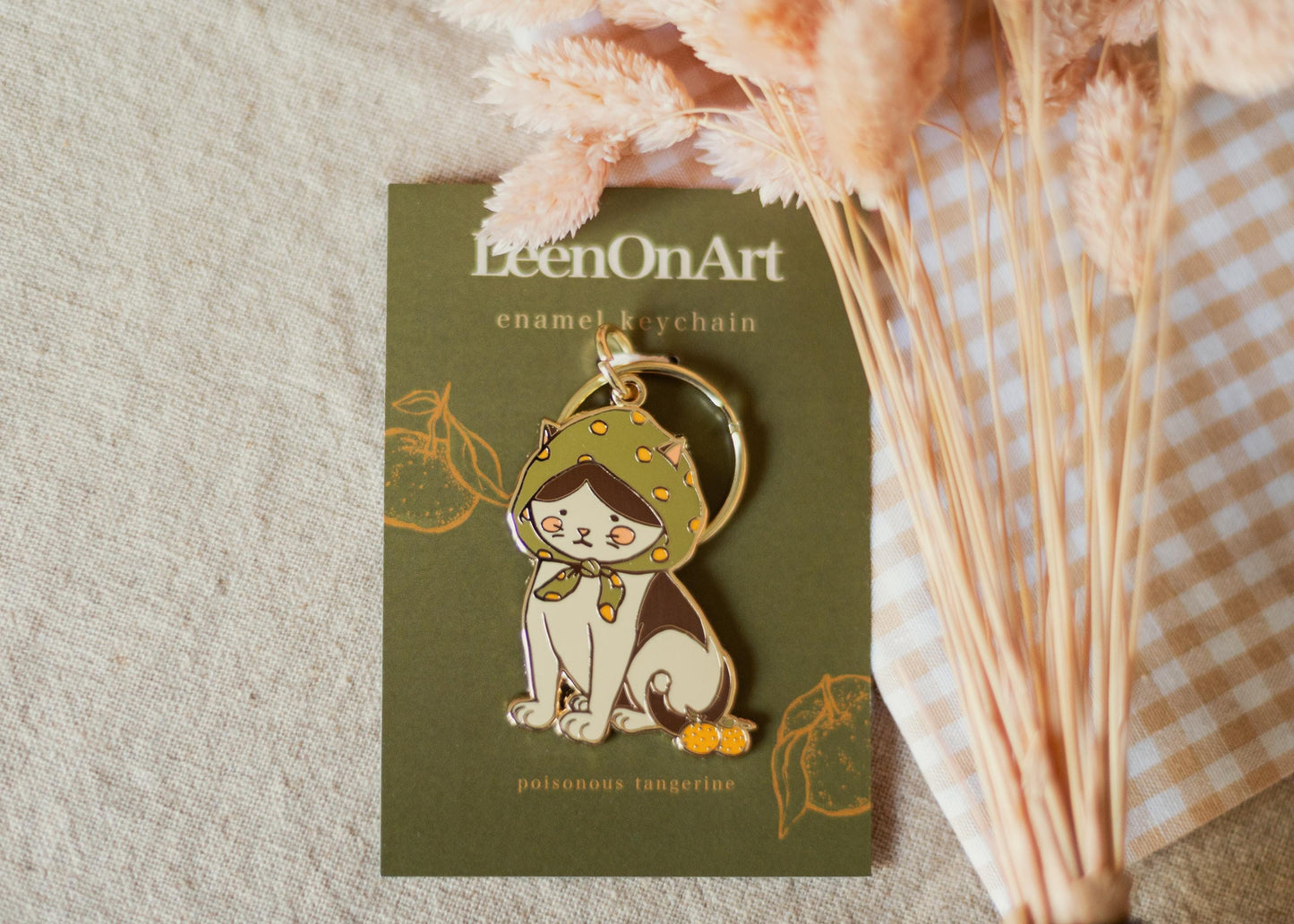 keychain // "tangerine cat" moody kitten - hard enamel, metal dangler