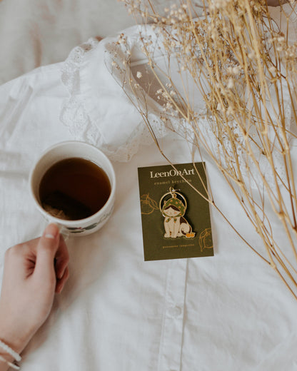 keychain // "tangerine cat" moody kitten - hard enamel, metal dangler