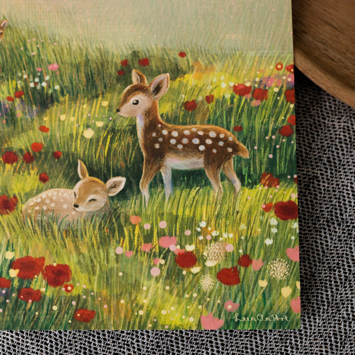 A4 // "deer on flower field" - illustration | painting, drawing, art print, poster