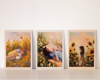 A4, A5, A6 // "sleeping girl with cat" - painting | art print, poster, postcard