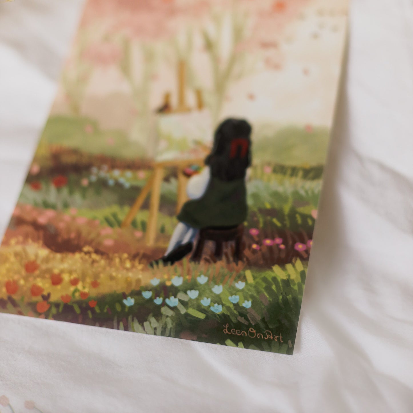A5 // "painting cherry blossoms" - cottage girl at easel | illustration, art print, digital painting, poster