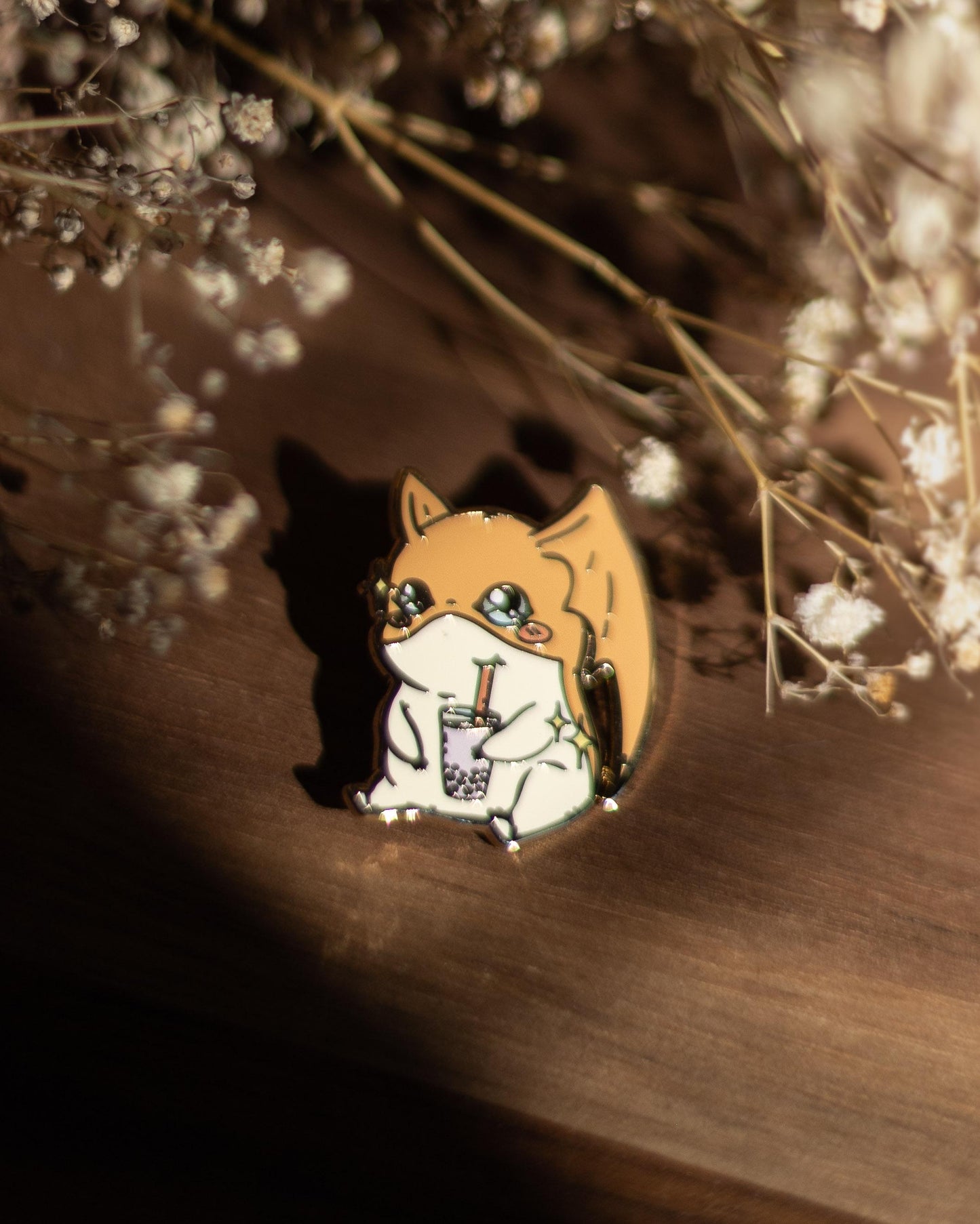 pin // Digi monster, Patamon drinks Taro Bubble Tea - hard enamel pin