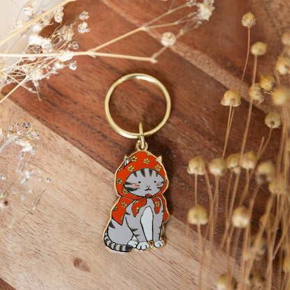 keychain // "rotkätzchen" moody kitten - hard enamel, metal dangler