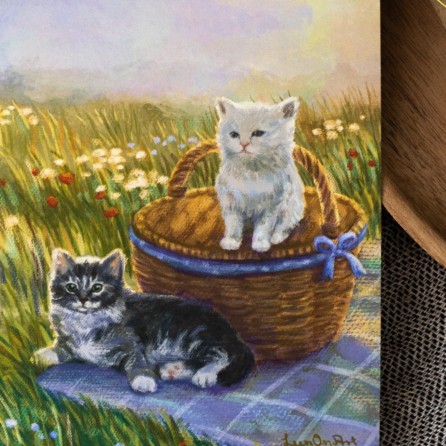 A5, A4 // "Kitten & Picnic" painting - illustration, drawing, art print, poster