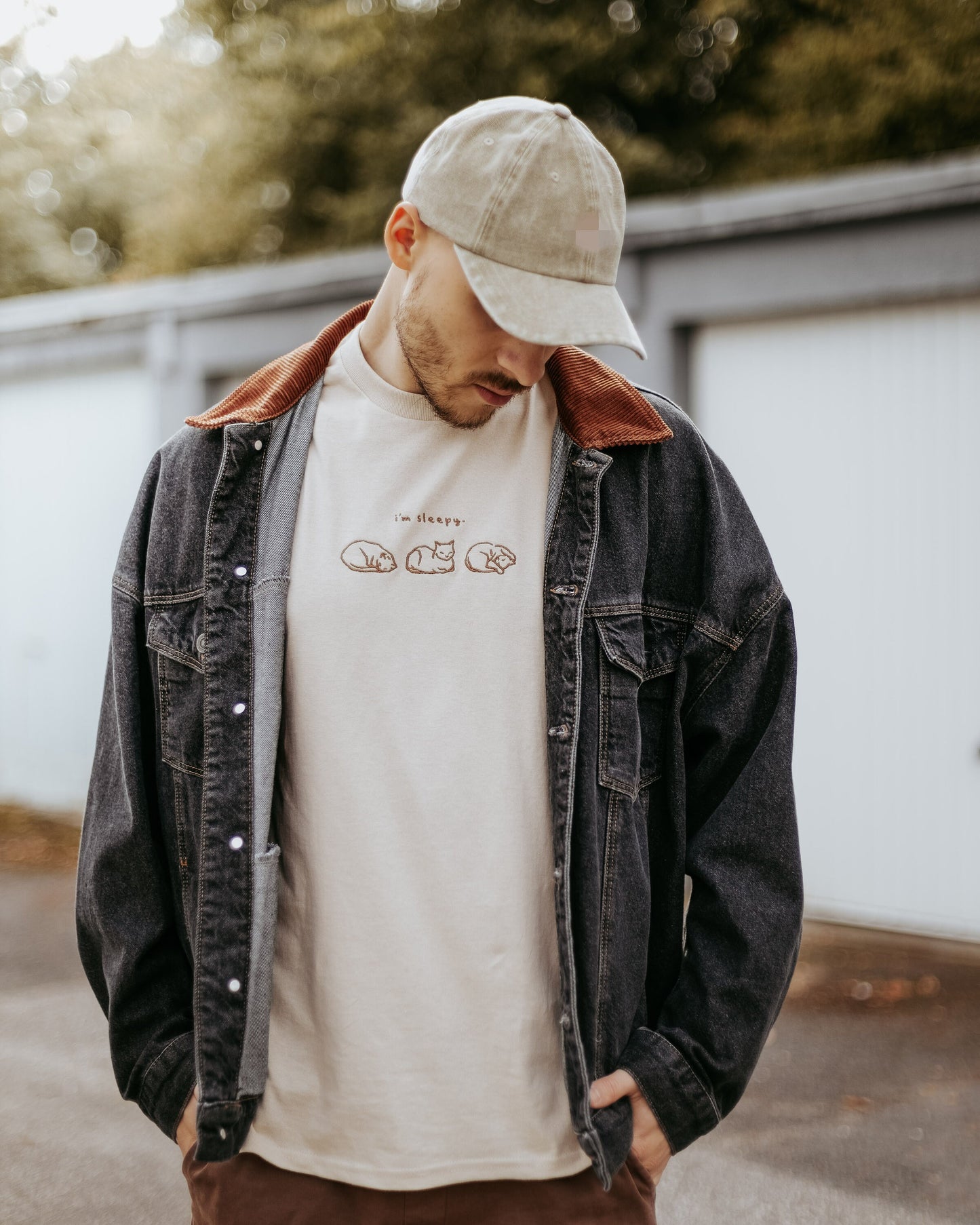 embroidered T-shirt // "i'm sleepy" - cat sleeping positions cotton shirt