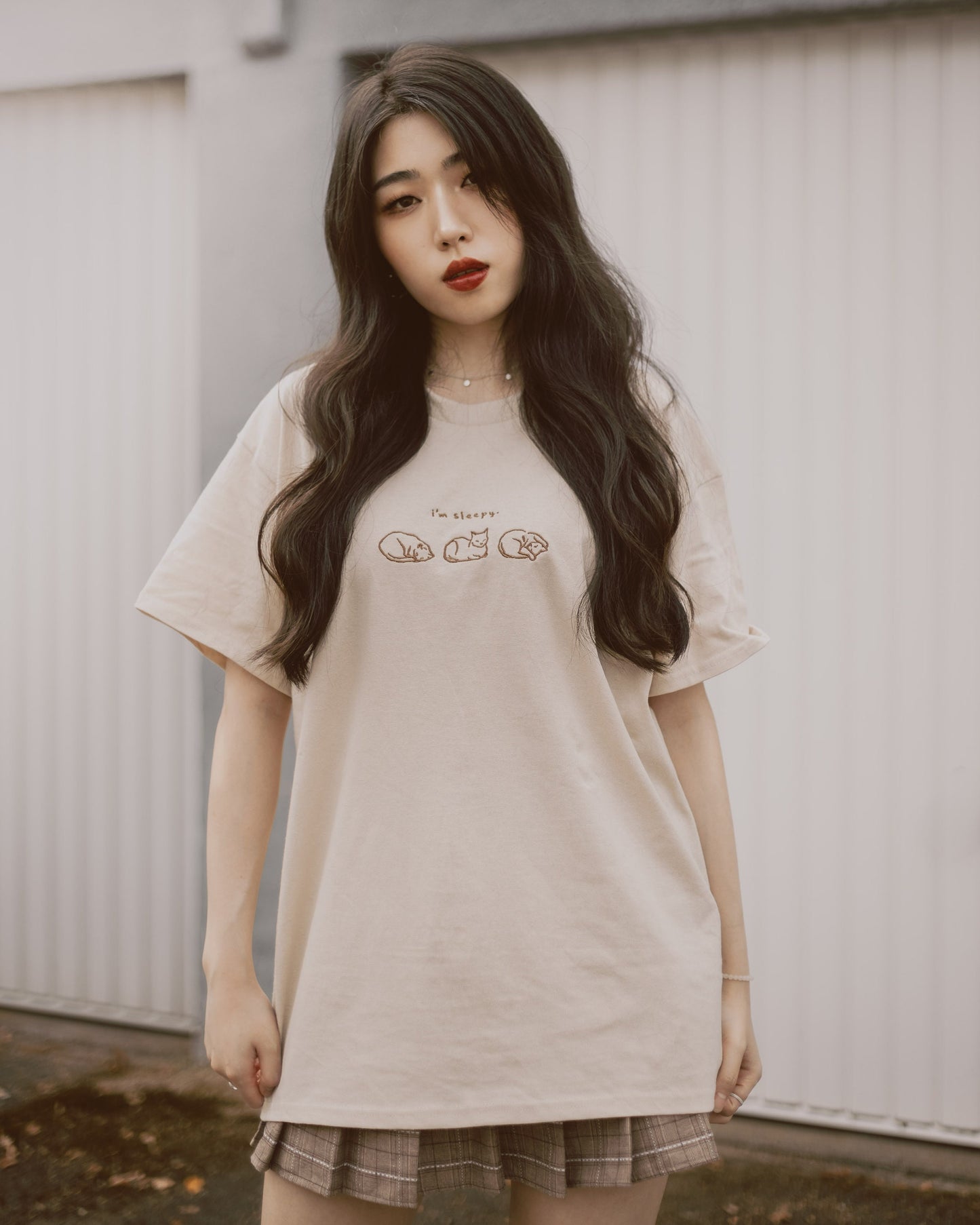 embroidered T-shirt // "i'm sleepy" - cat sleeping positions cotton shirt